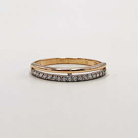 Золотое кольцо красного с белым цвета с цирконом 01-200046976