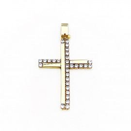 Крестик из золота с цирконом 01-18403778