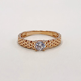 Золотое кольцо в красном цвете с цирконом 01-19313083