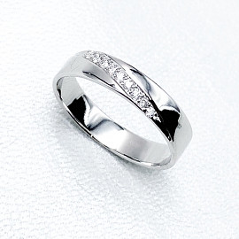 Обручальное кольцо из золота белого цвета с белыми бриллиантами 01-200058684