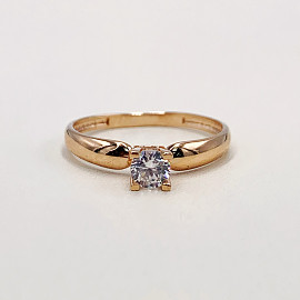 Золотое кольцо красного цвета с цирконом 01-200038786