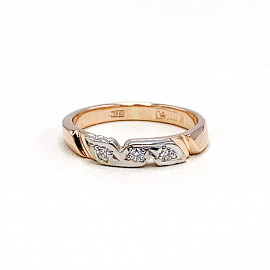 Золотое кольцо в красном с белым цвете с белыми бриллиантами 01-19250587