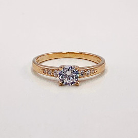 Золотое кольцо красного цвета с цирконом 01-19318187