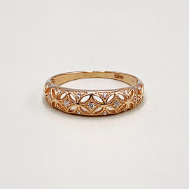 Золотое кольцо в красном цвете с цирконом 01-19333887