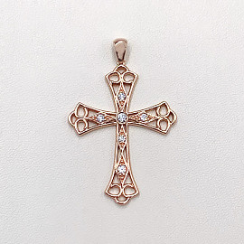 Золотой крестик с белыми бриллиантами 01-200040387