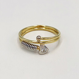 Золотое кольцо в желтом с белым цвете с желтым бриллиантом 01-200056187