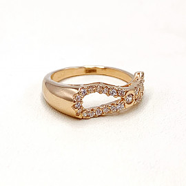 Золотое кольцо в красном цвете с цирконом 01-19145888