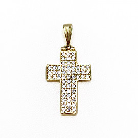 Крестик из золота желтого цвета с цирконом 01-18832489