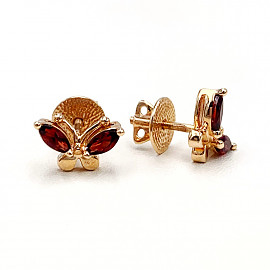 Сережки з золота у червоному кольорі з цирконом «Метелик» 01-19112390