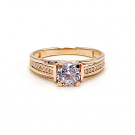 Золотое кольцо в красном цвете с цирконом 01-19149990