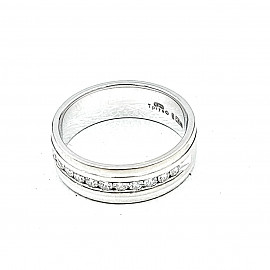 Обручальное кольцо из золота белого цвета с белыми бриллиантами 01-19032591