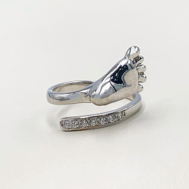 Золотое кольцо в белом цвете с цирконом 01-19301092