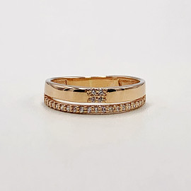 Золотое кольцо в красном цвете с цирконом 01-19332193