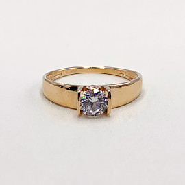 Золотое кольцо красного цвета с цирконом 01-19280996