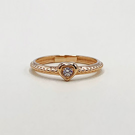 Кольцо из золота с цирконом «Сердце» 01-200013496
