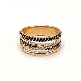 Золотое кольцо в красном цвете с цирконом 01-19154197