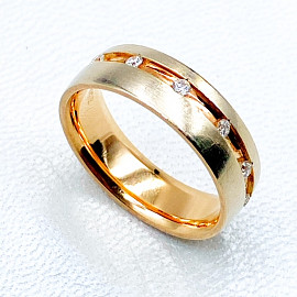 Обручальное кольцо из золота красного с белым цвета с белыми бриллиантами 01-19293698