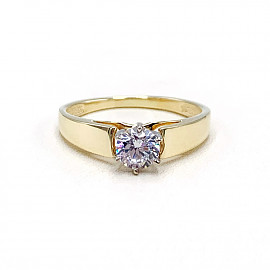 Золотое кольцо желтого с белым цвета с цирконом 01-19157999